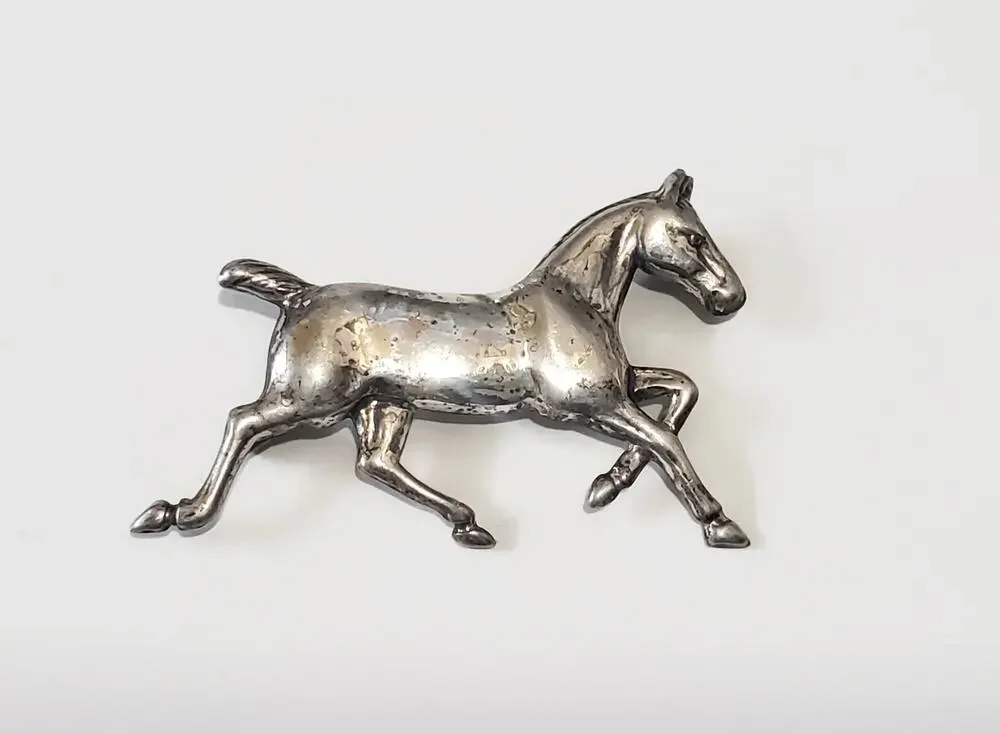 Vintage Danecraft Sterling Silver Running Horse Brooch Pin 925